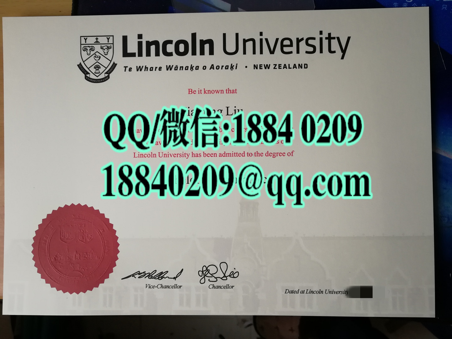 新西兰林肯大学毕业证学位证新旧版本实拍，Lincoln University diploma degree