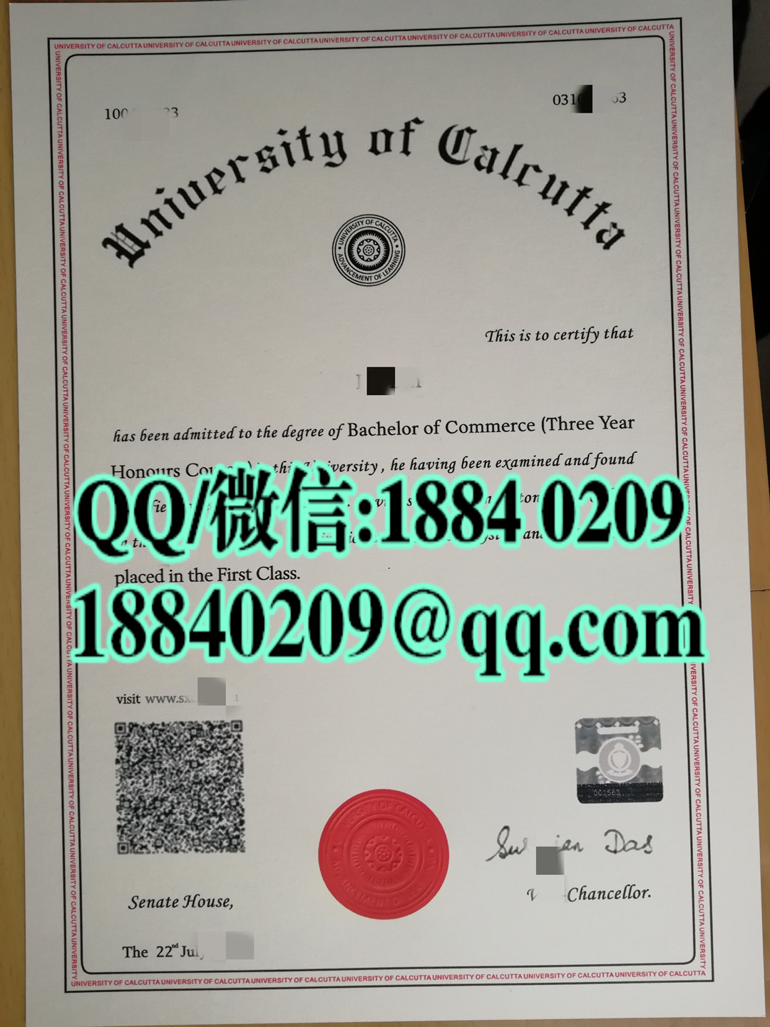 印度加尔各答大学University of Calcutta毕业证文凭样式，国外大学毕业证样本