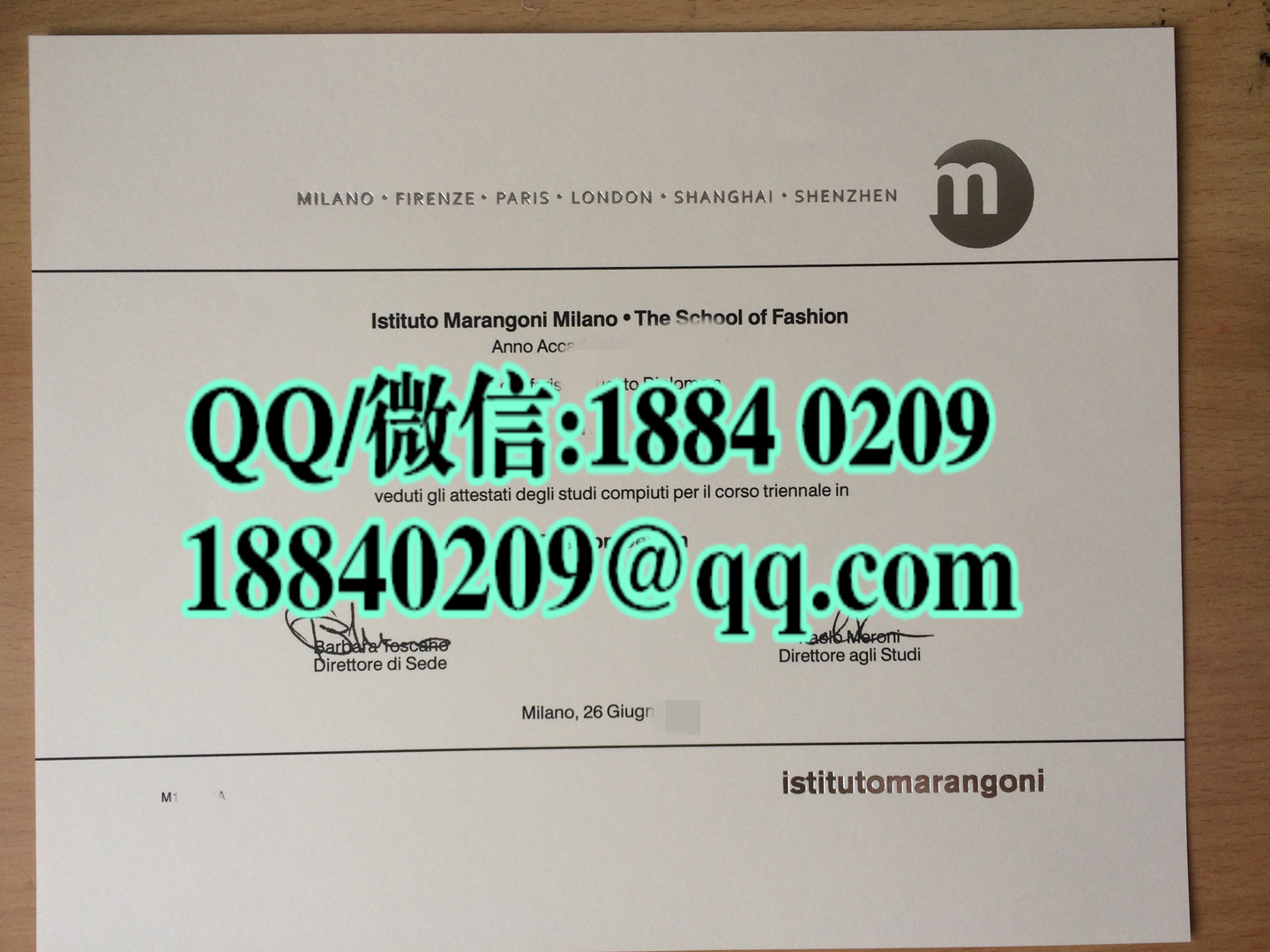 Istituto Marangoni diploma degree  马兰戈尼学院学位毕业证范例