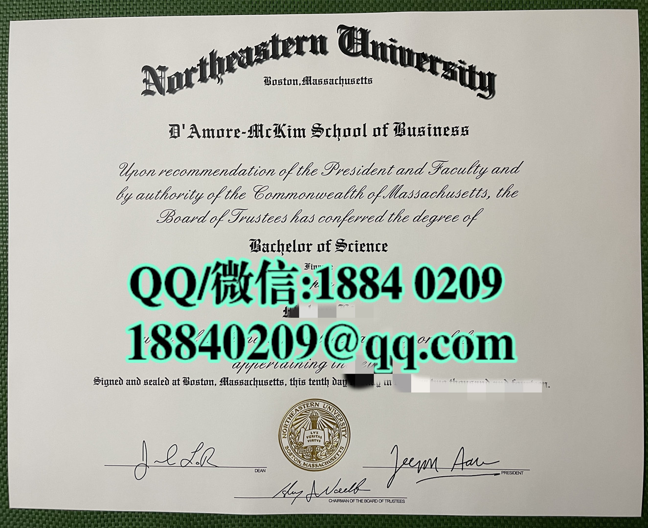 美国东北大学毕业证购买，Northeastern University diploma 美国大学毕业证模版