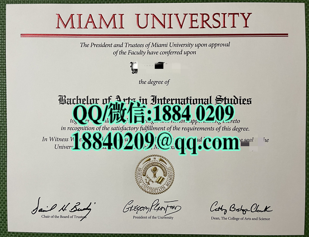 网购：美国迈阿密大学毕业证，miami university diploma，美国大学毕业证