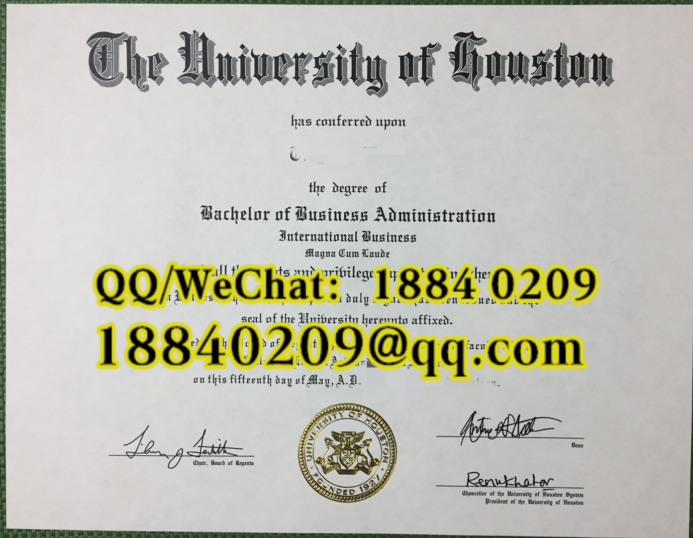 美国休斯敦大学university of houston毕业证，美国休斯敦大学文凭成绩单样本