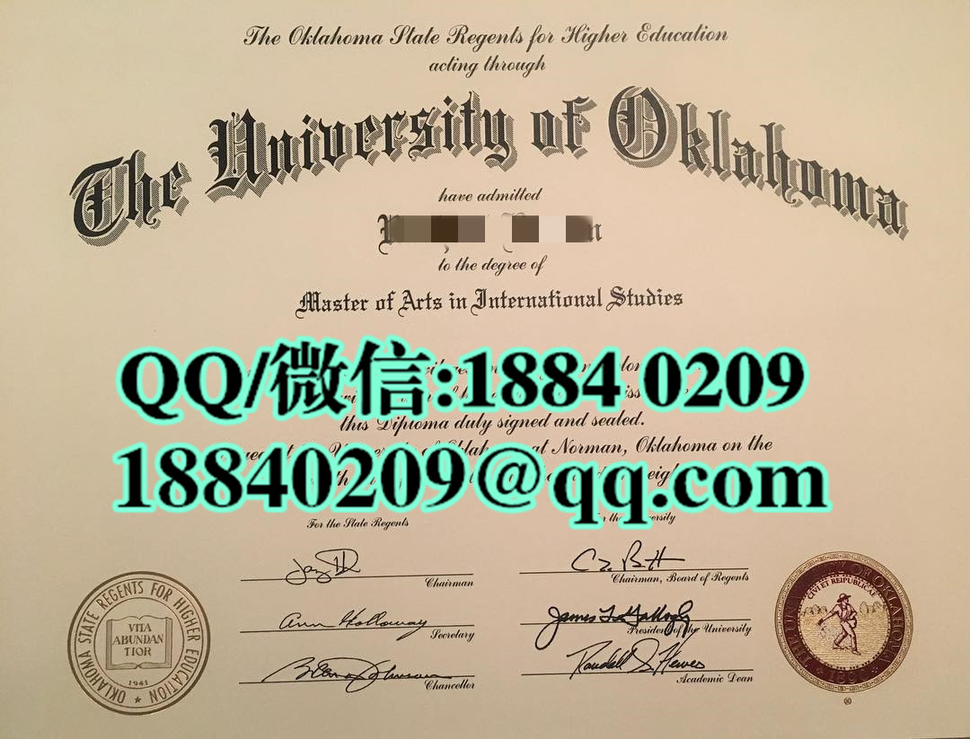 美国俄克拉荷马大学毕业证样本，University of Oklahoma diploma