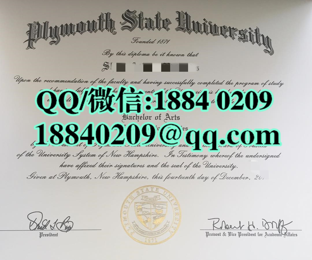 美国大学毕业证样本，美国普利茅斯州立大学毕业证，plymouth state University diploma