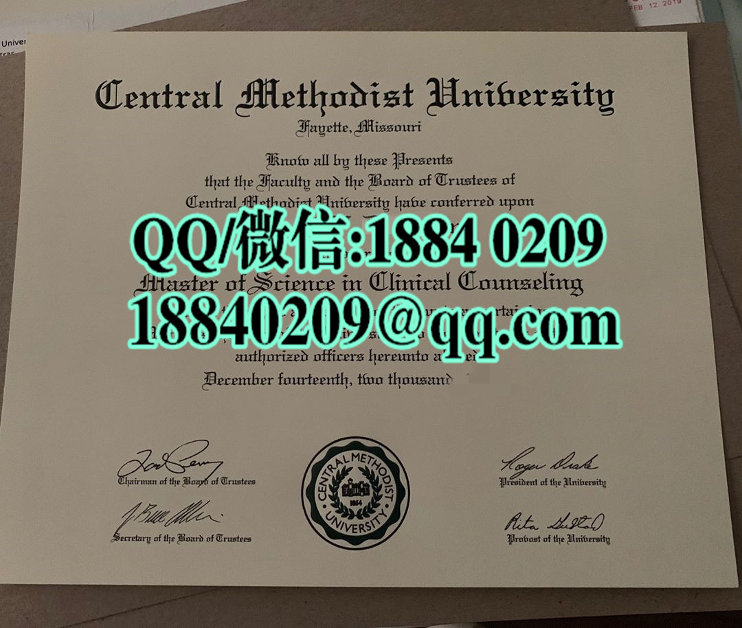 美国中央卫理公会大学毕业证书模版，Central Methodist University diploma