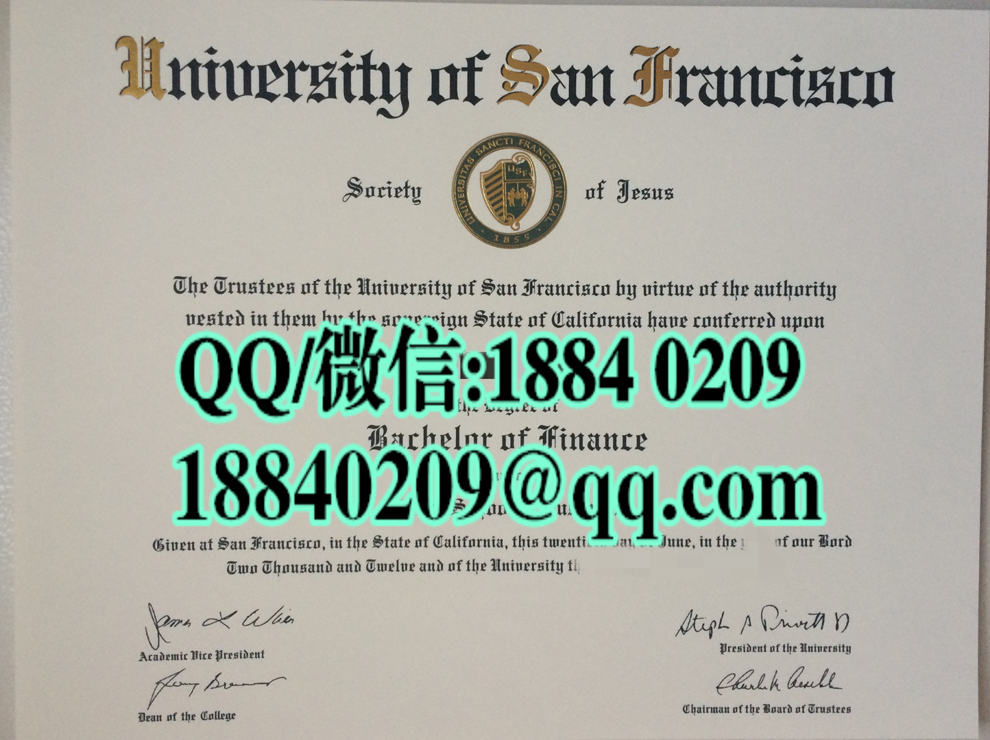 美国旧金山大学毕业证本科学士学位证书，University of San Francisco diploma