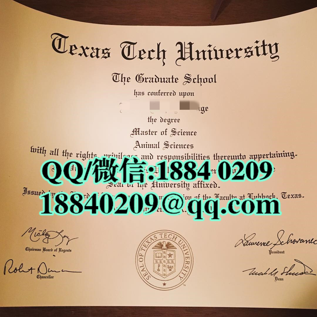 美国德克萨斯理工大学毕业证文凭样本，Texas Tech University diploma