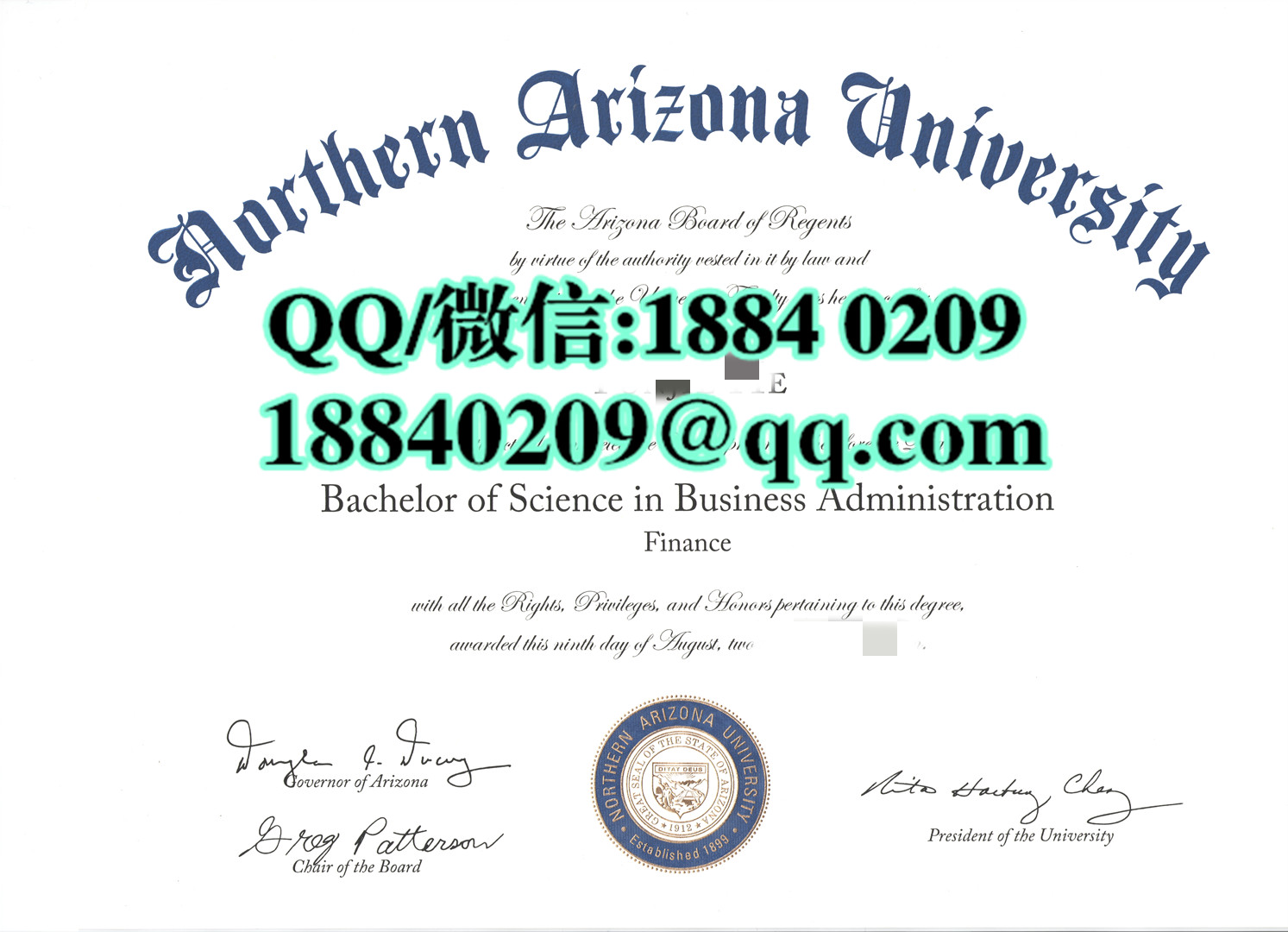 美国北亚利桑那大学毕业证真实扫描件，Northern Arizona University diploma