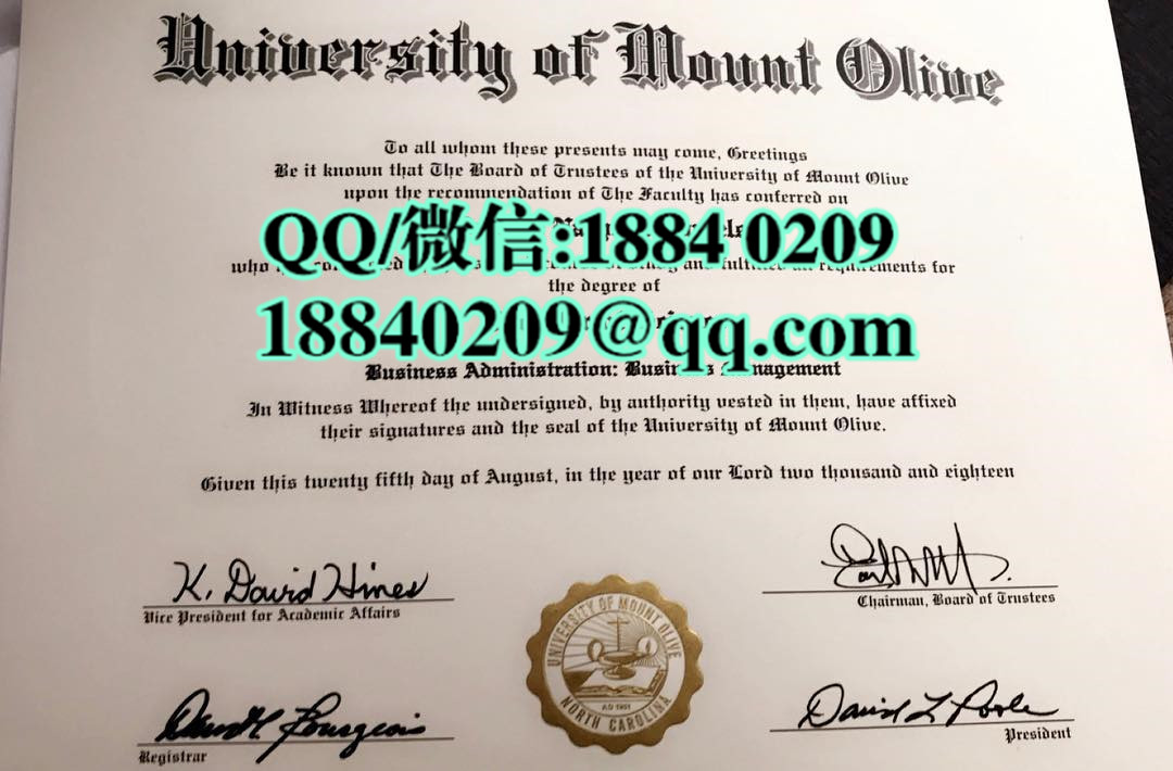 美国橄榄山学院University of Mount Olive毕业证样本，美国大学文凭成绩单样本