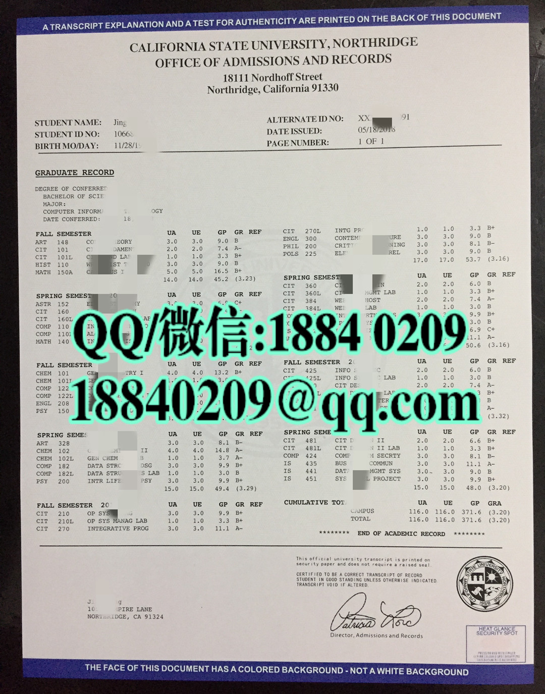 制作美国加州州立大学北岭分校成绩单，美国大学成绩单修改