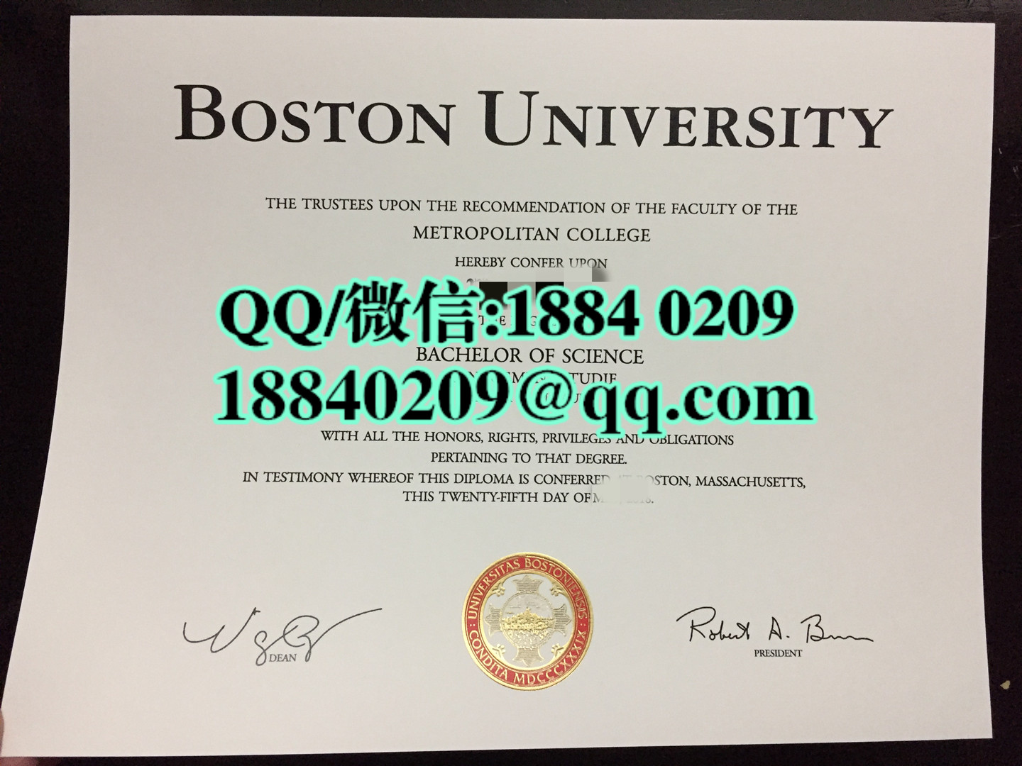 美国波士顿大学Boston University毕业证，美国波士顿大学学位证样本