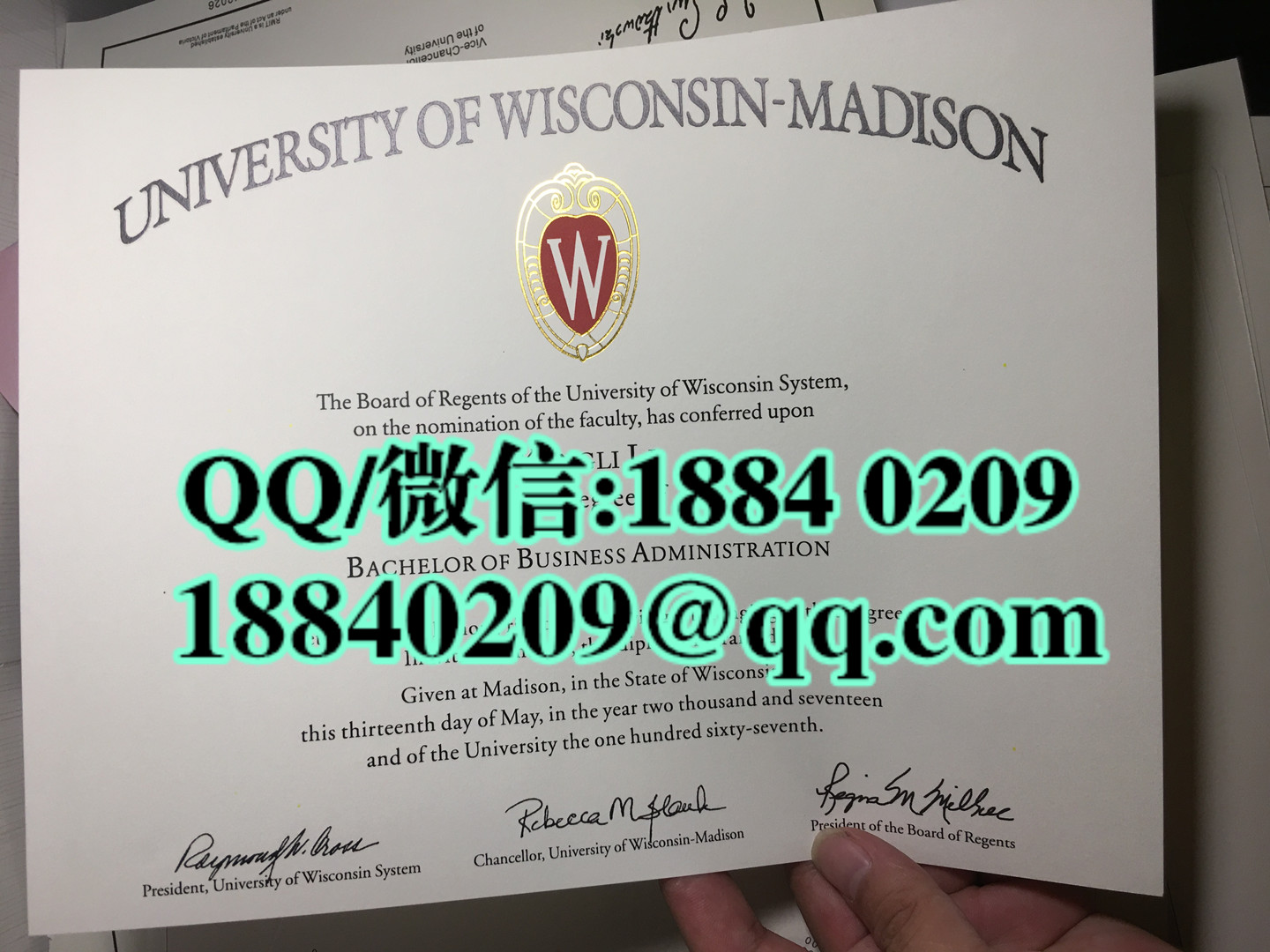 美国威斯康星大学麦迪逊分校毕业证图片，University of Wisconsin-Madison diploma