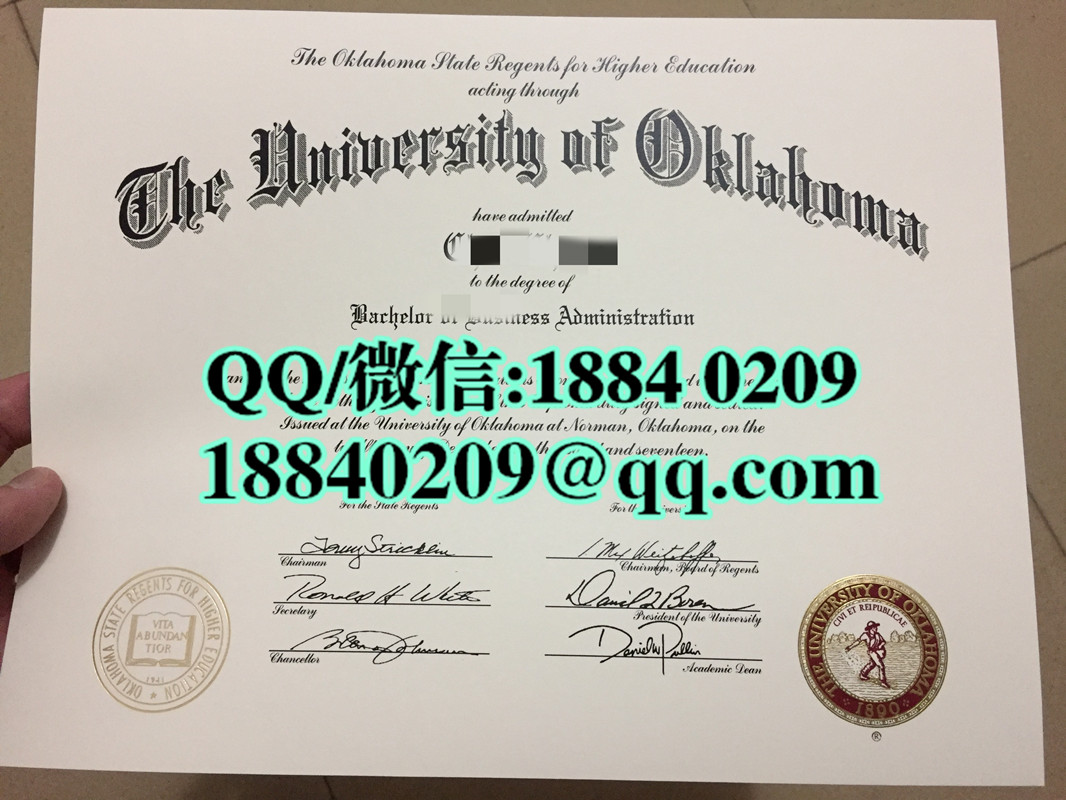 美国俄克拉荷马大学毕业证图片，University of Oklahoma diploma