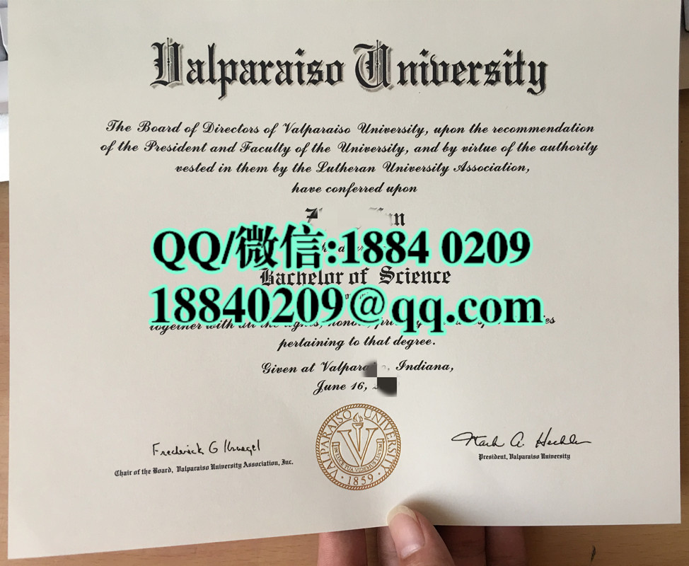 美国瓦尔帕索大学毕业证样本，Valparaiso University diploma