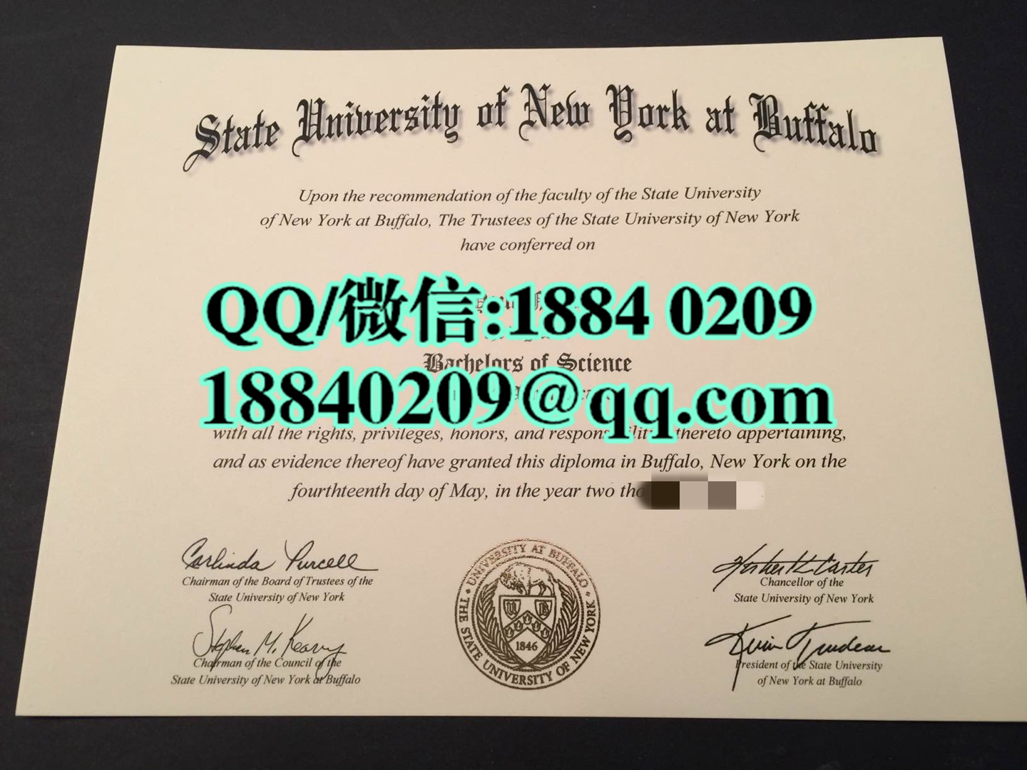 美国纽约州立大学布法罗分校文凭样式，state university of new york at Buffalo diploma