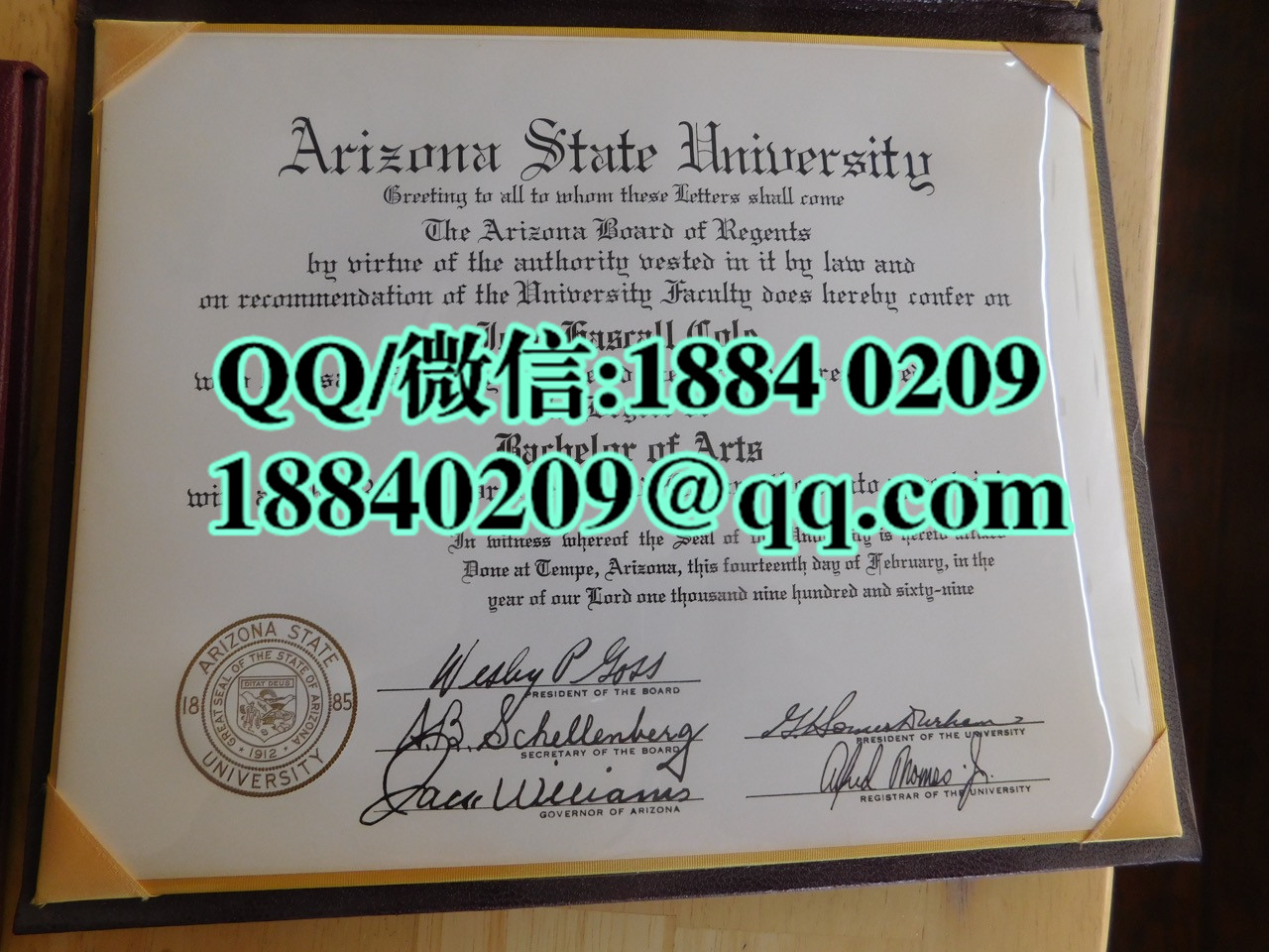 美国亚利桑那州立大学毕业证样本，Arizona State University diploma