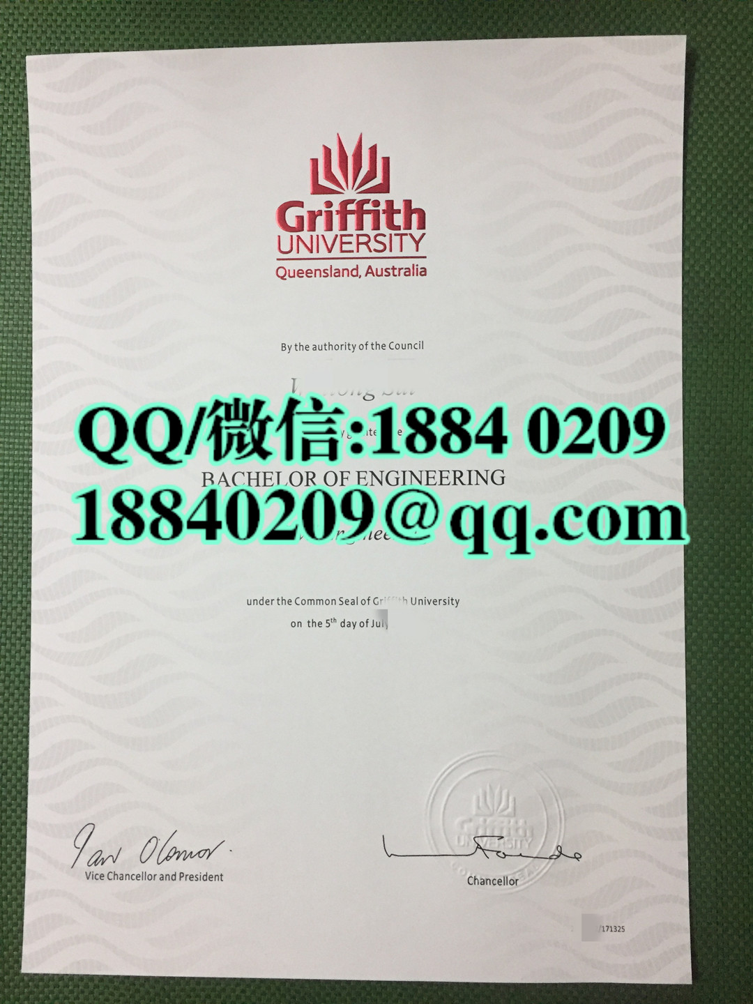 澳洲格里菲斯大学毕业证，澳洲格里菲斯大学文凭样本Griffith University diploma