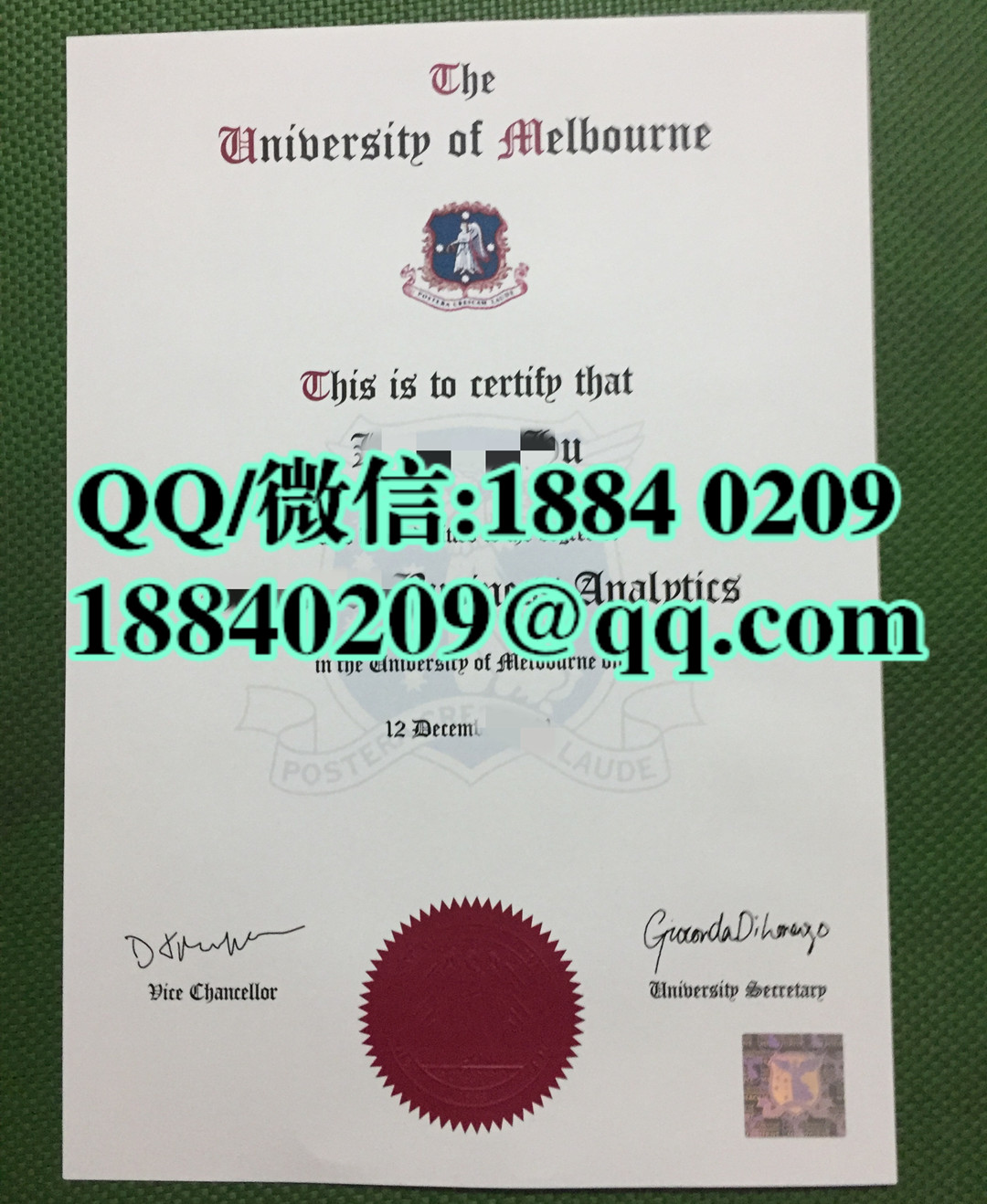 墨尔本大学毕业证防伪赏析，墨尔本大学文凭图片，The University of Melbourne diploma