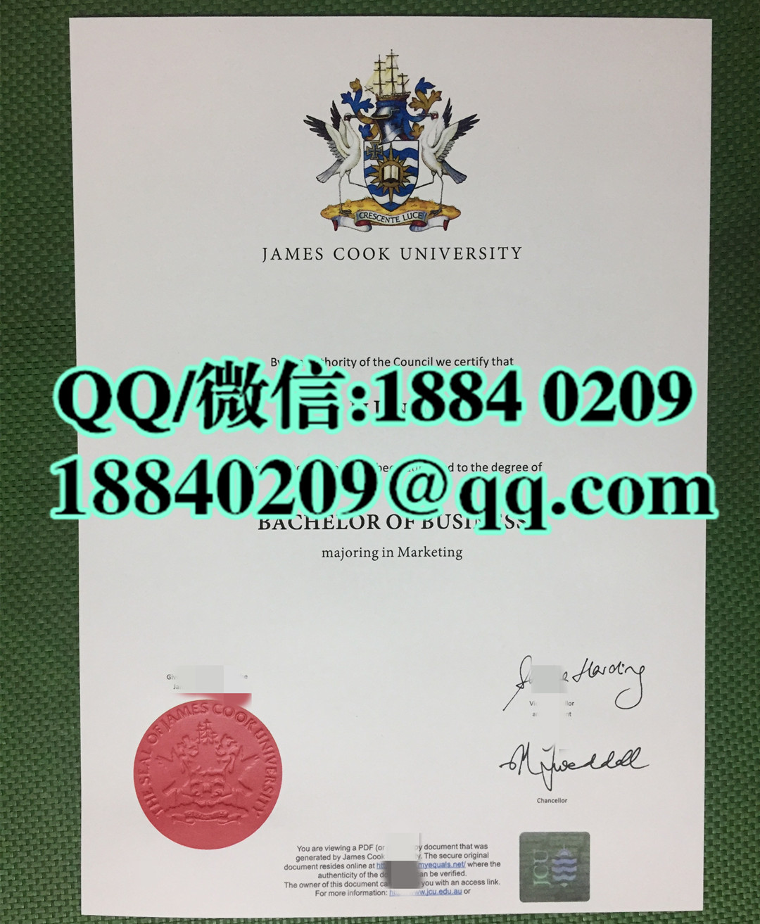 澳大利亚:JCU大学毕业证防伪，澳大利亚詹姆斯库克大学毕业证图片，James Cook University diploma