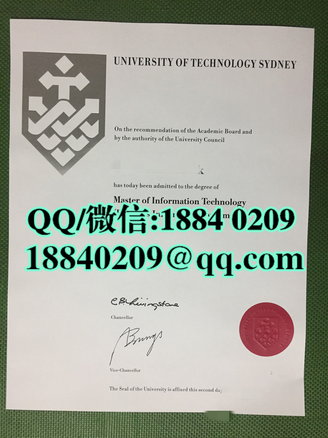 悉尼科技大学毕业证书，澳洲UTS大学毕业证，University of Technology, Sydney diploma