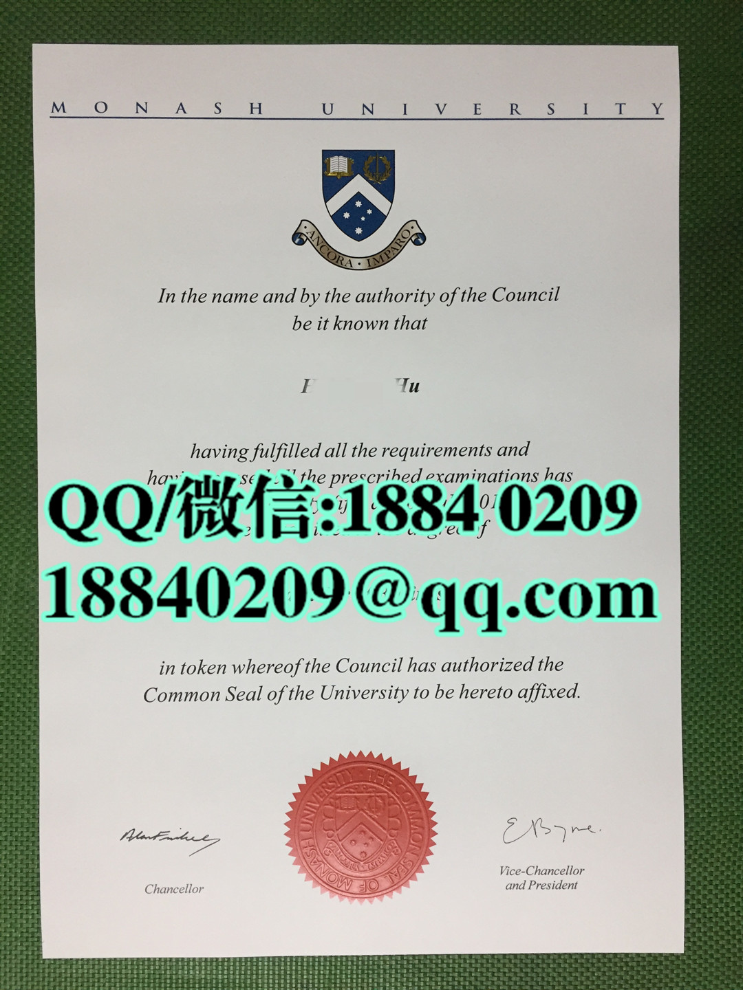 莫纳什大学毕业证Monash学位证，澳洲莫纳什大学Monash University文凭样本