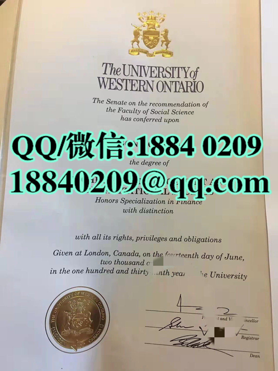 加拿大西安大略大学毕业证文凭，University of Western Ontario diploma