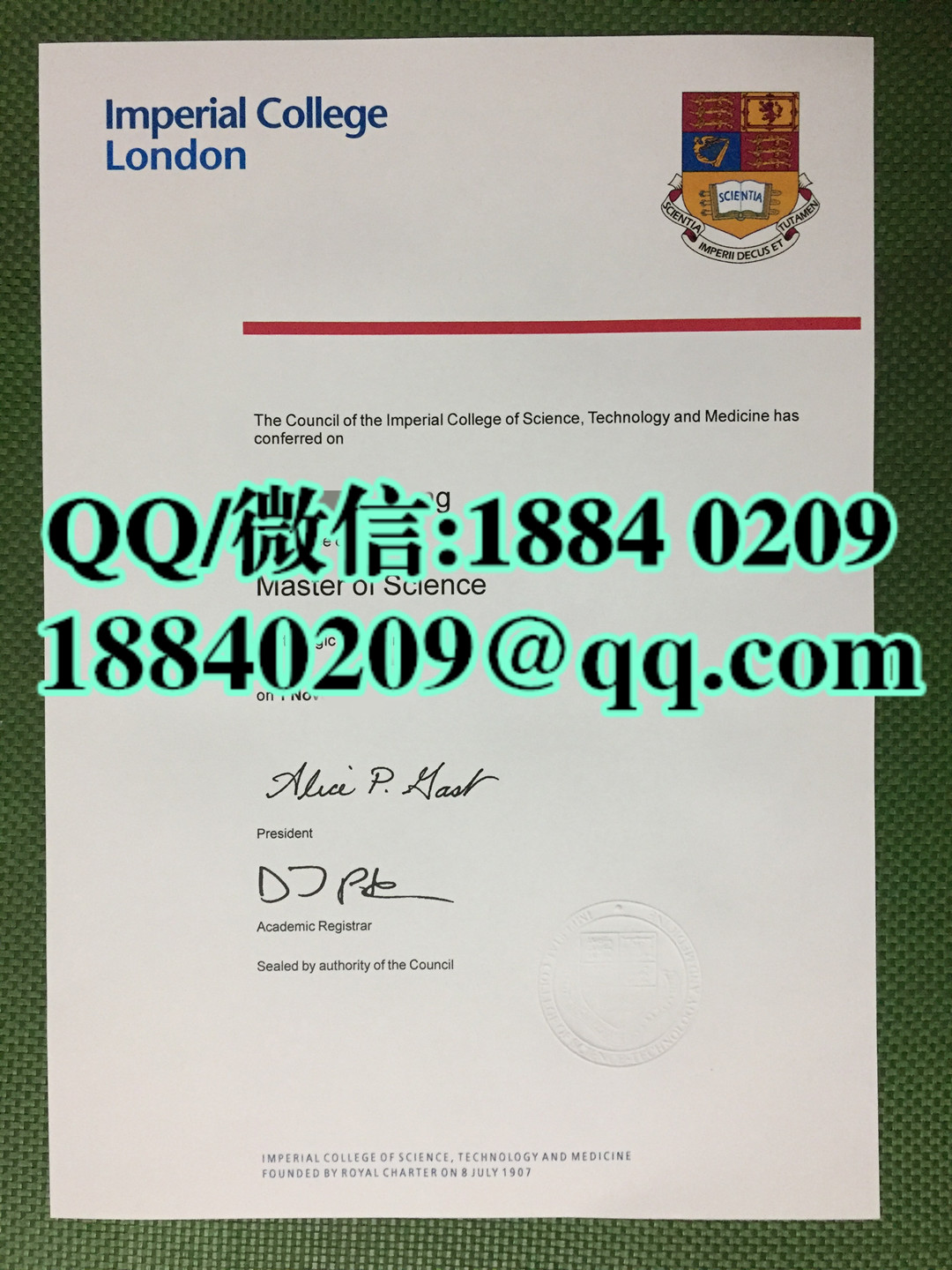 帝国理工学院毕业证样本，帝国理工学院学位证图片Imperial College London degree