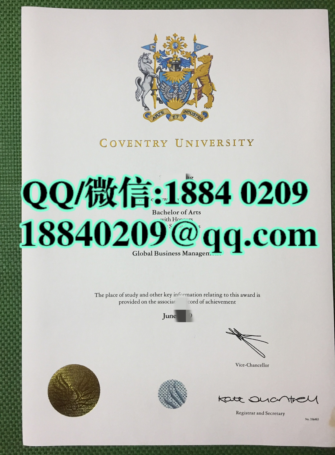 英国考文垂大学毕业证，考文垂大学学位证样本，Coventry University diploma