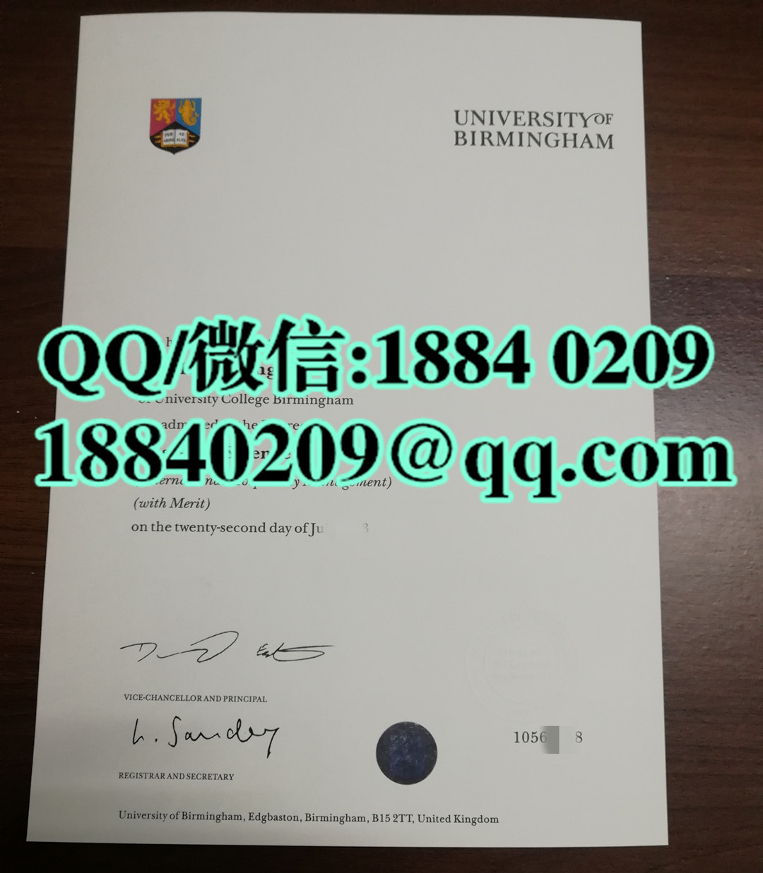 英国伯明翰大学毕业证案例，英国伯明翰大学University of Birmingham文凭样本