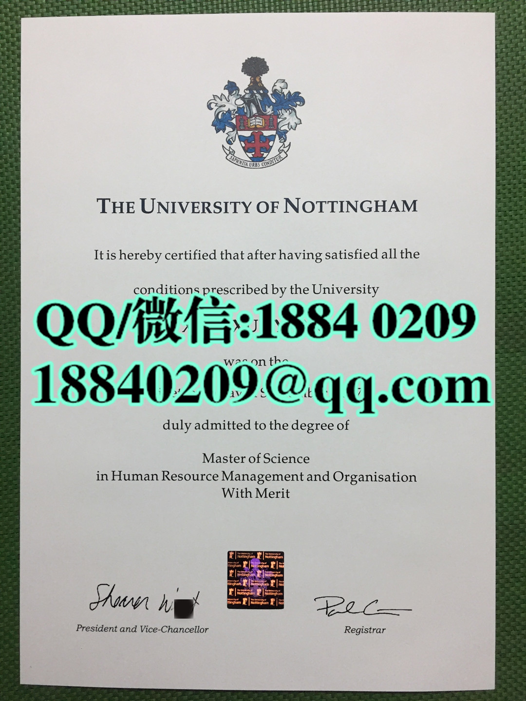 英国诺丁汉大学University of Nottingham毕业证，University of Nottingham diploma