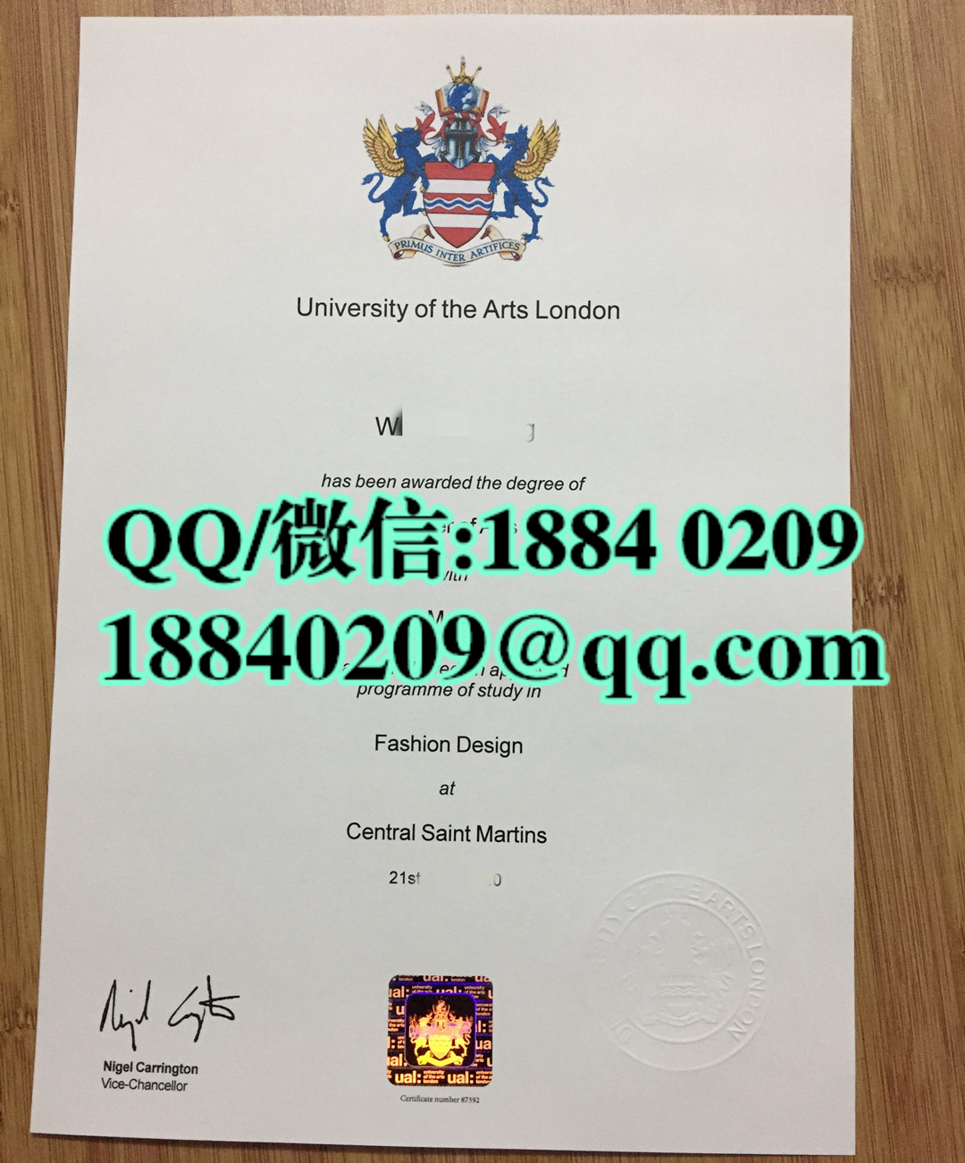 英国伦敦艺术大学硕士毕业证学位证，英国伦敦艺术大学University of the Arts London文凭样本