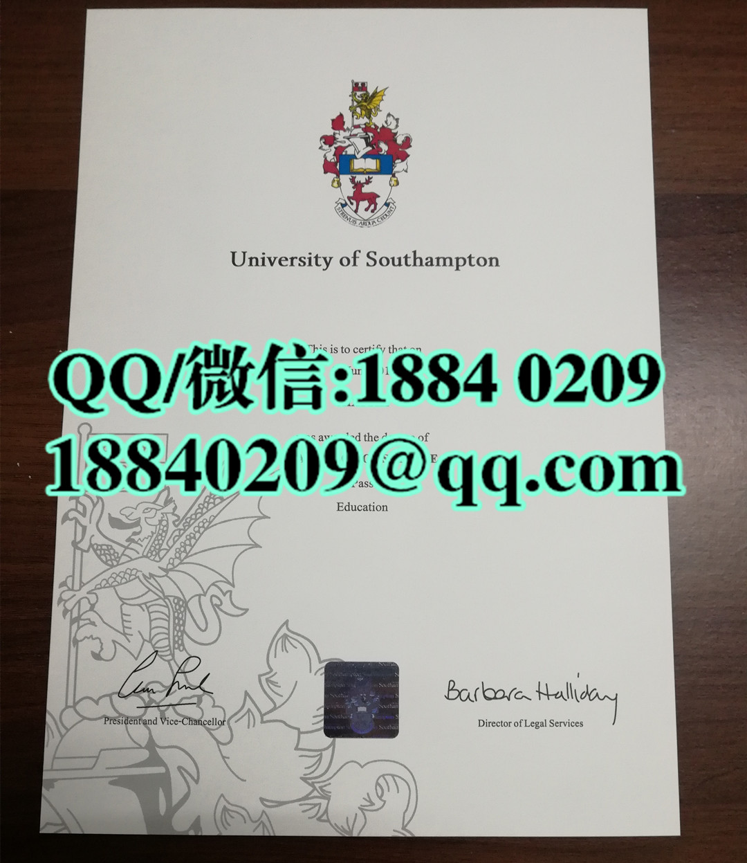 英国南安普顿大学毕业证样本，University of Southampton diploma