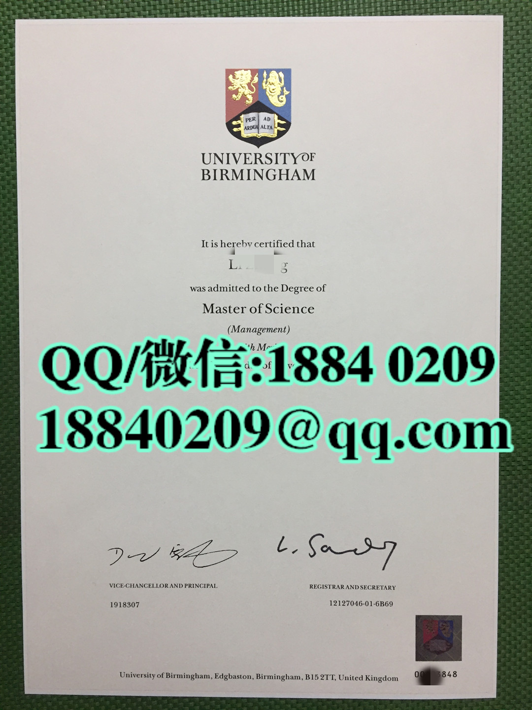 英国伯明翰大学毕业证图片，定制伯明翰大学University of Birmingham文凭学位证