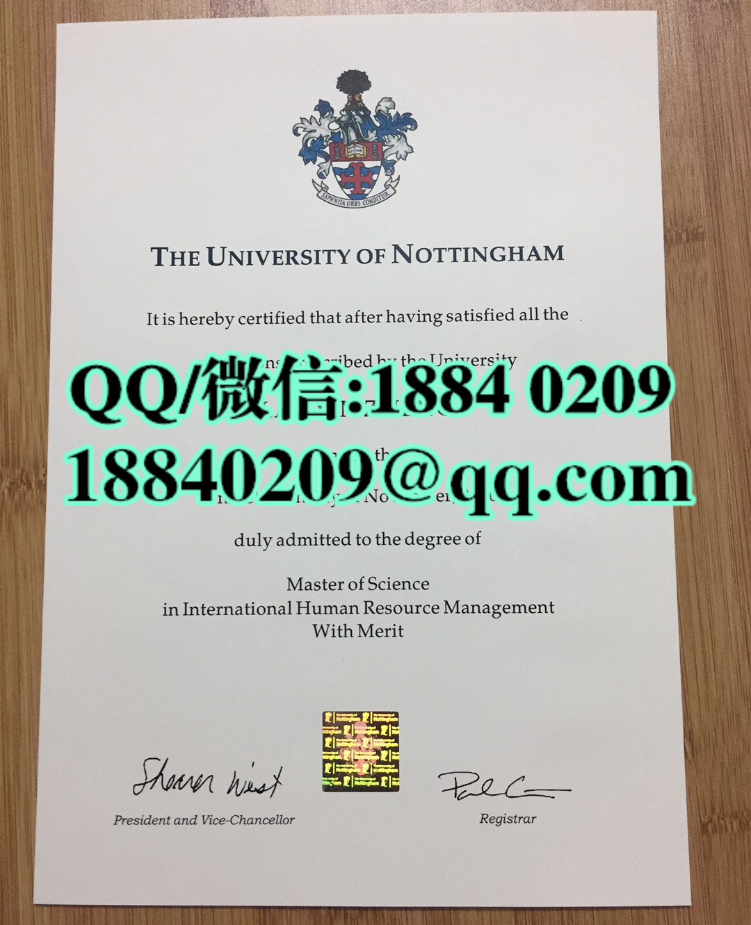 英国诺丁汉大学文凭样本，英国诺丁汉大学University of Nottingham毕业证