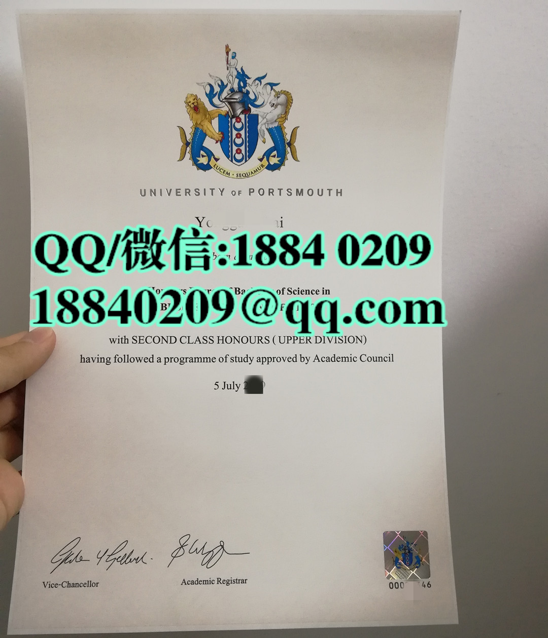 英国朴茨茅斯大学毕业证样式，University of Portsmouth diploma