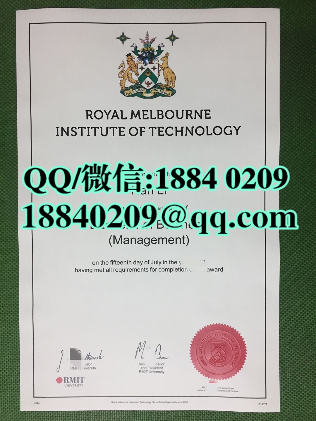 澳洲墨尔本皇家理工大学毕业证，澳大利亚RMIT大学学位证，RMIT University diploma