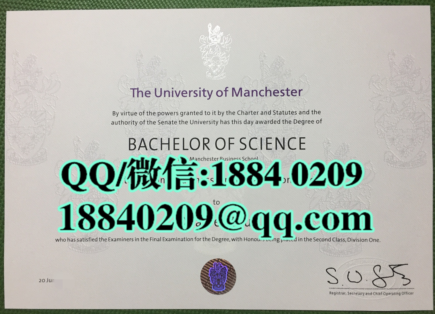 英国曼彻斯特大学本科毕业证，The University of Manchester degree