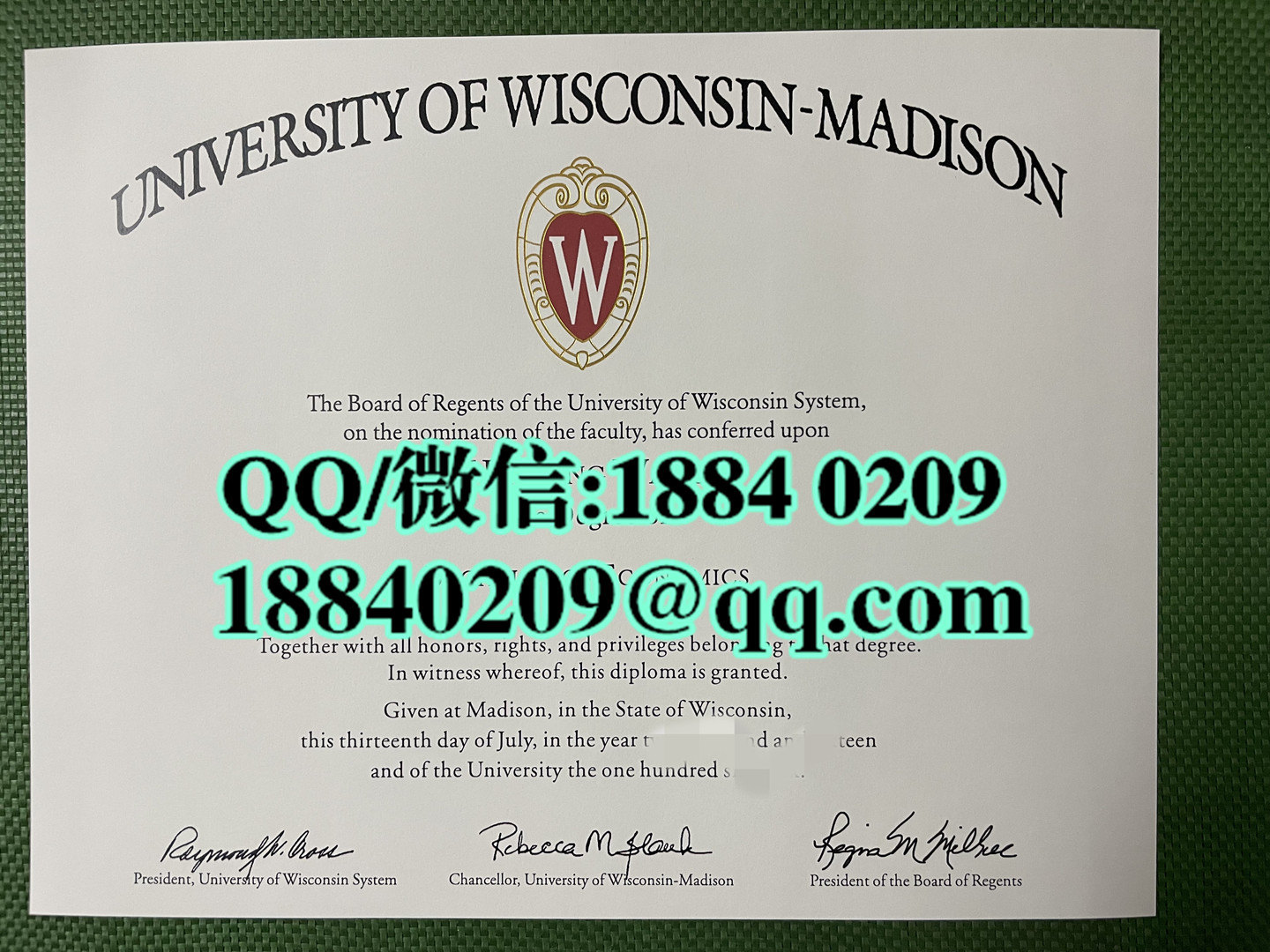 美国威斯康辛大学麦迪逊分校毕业证，University of Wisconsin–Madison diploma