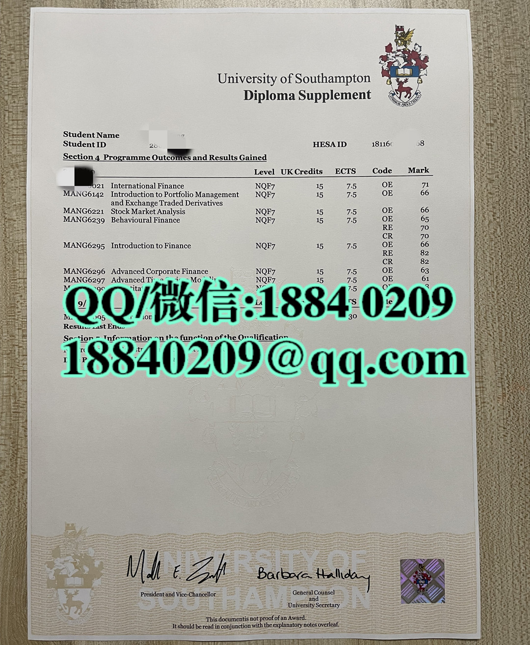 复制英国南安普顿大学southampton university成绩单，southampton university transcript