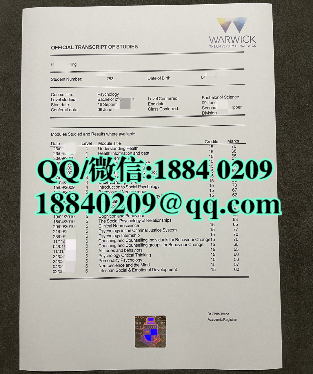 定制英国华威大学warwick university成绩单，warwick university transcript