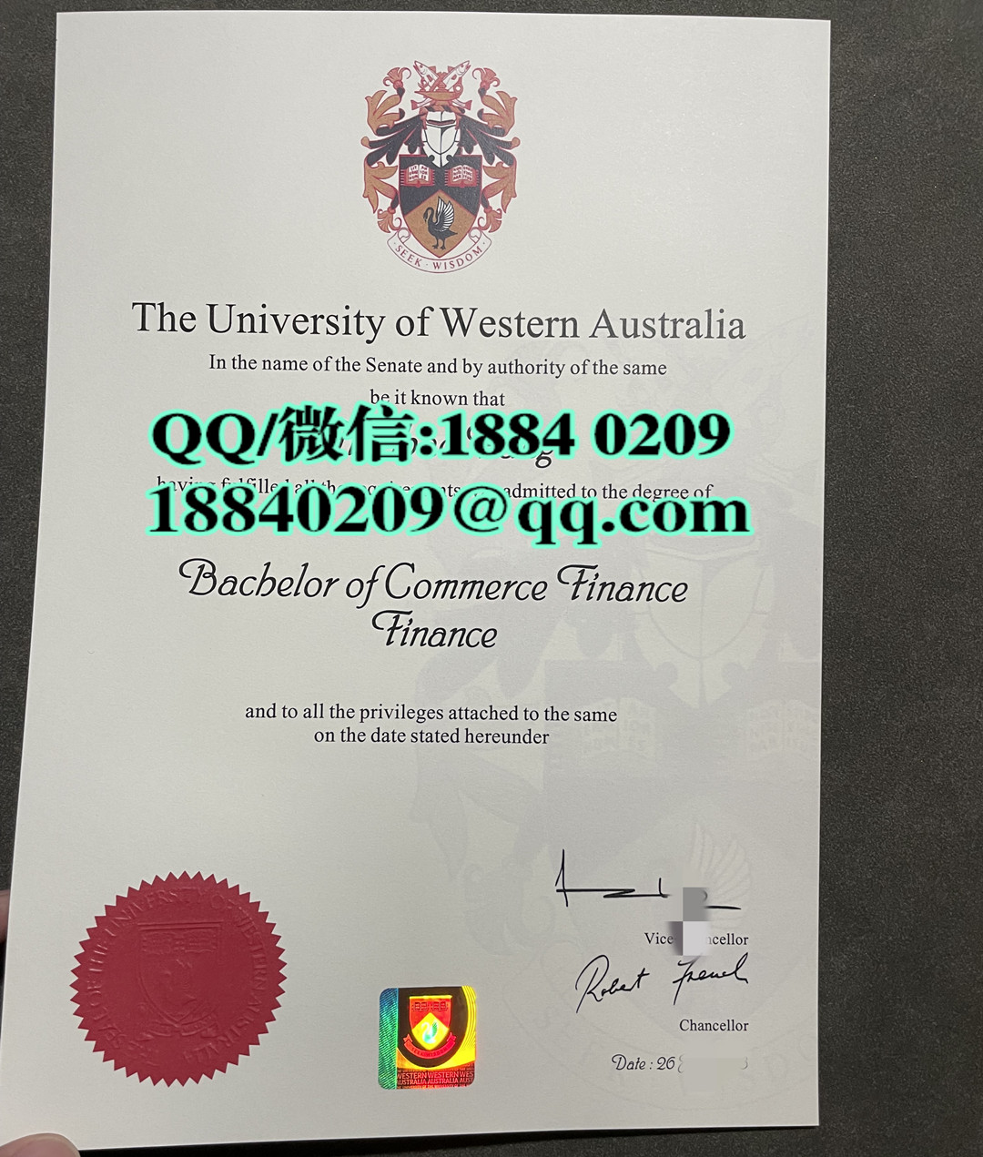 西澳大学毕业证成绩单留信网认证，University of Western Australia diploma degree