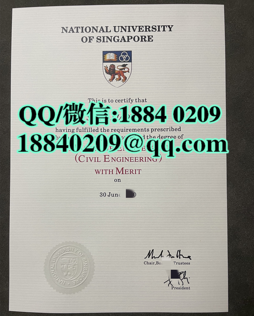 新加坡国立大学毕业证学位证，新加坡国立大学毕业证外壳