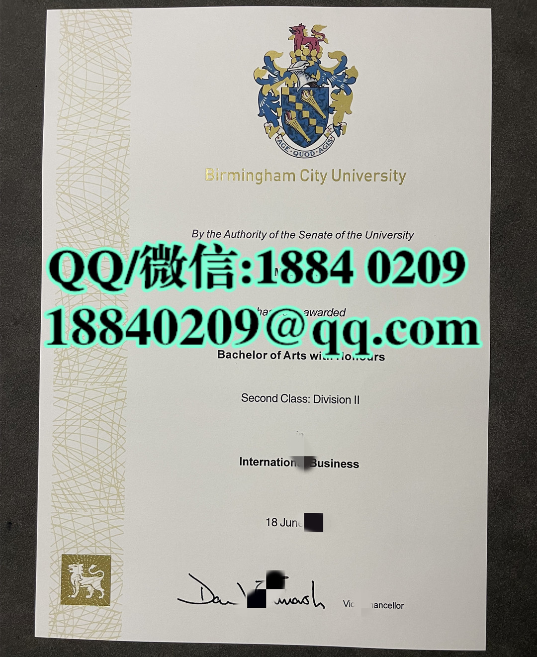 定制伯明翰城市大学毕业证成绩单，Birmingham City University diploma degree
