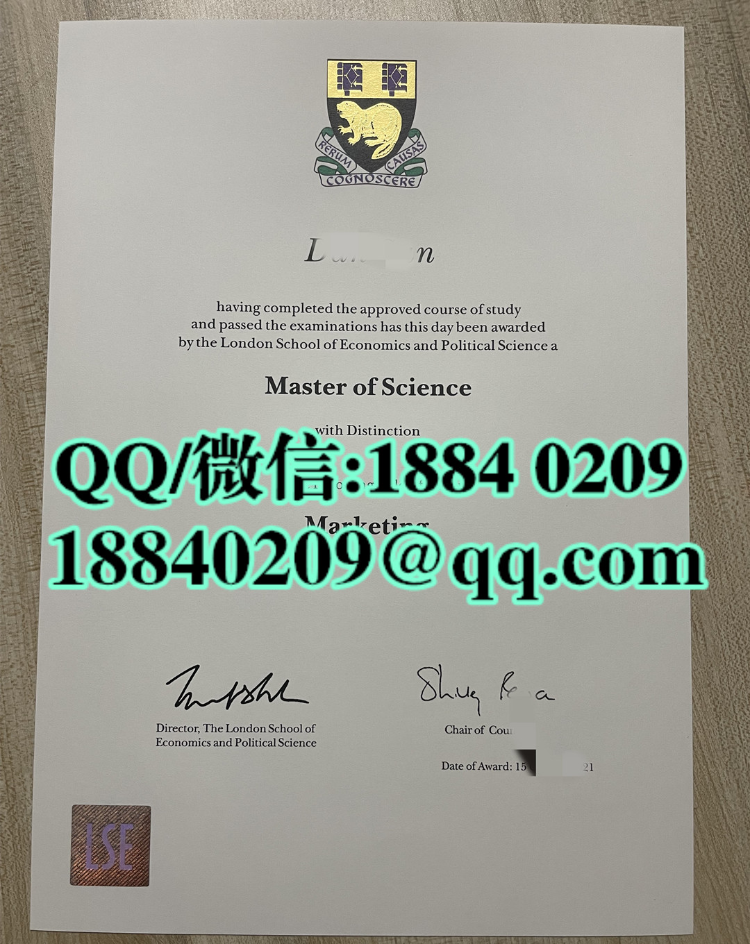 英国LSE硕士毕业证学位证，London School of Economics and Political Science master degree