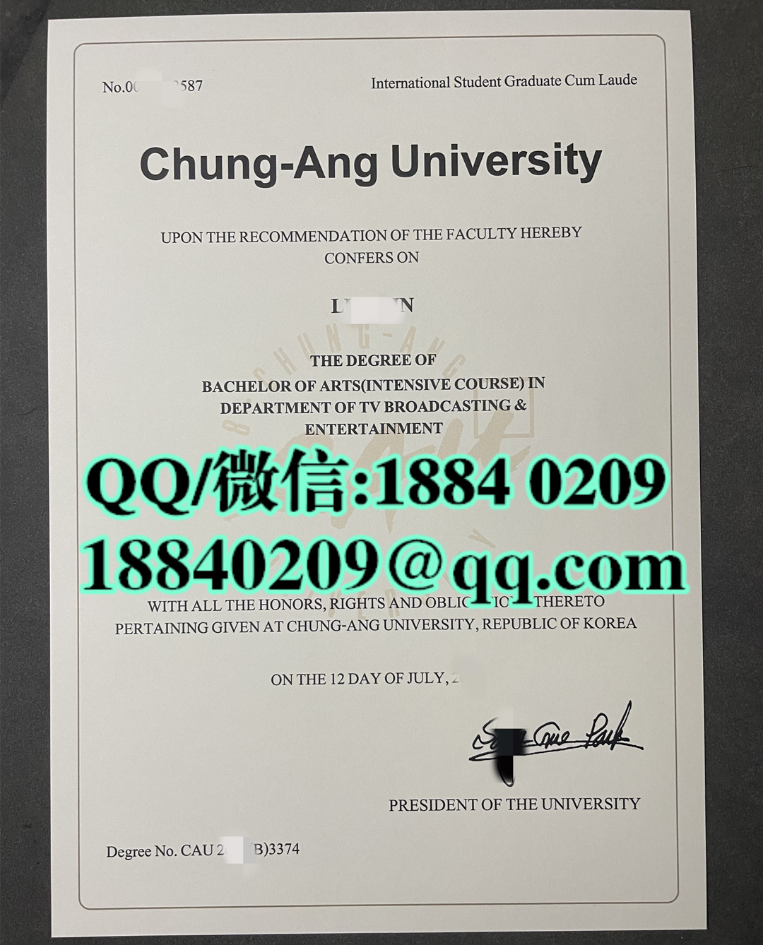 韩国中央大学毕业证学位证，Chung-Ang University diploma degree
