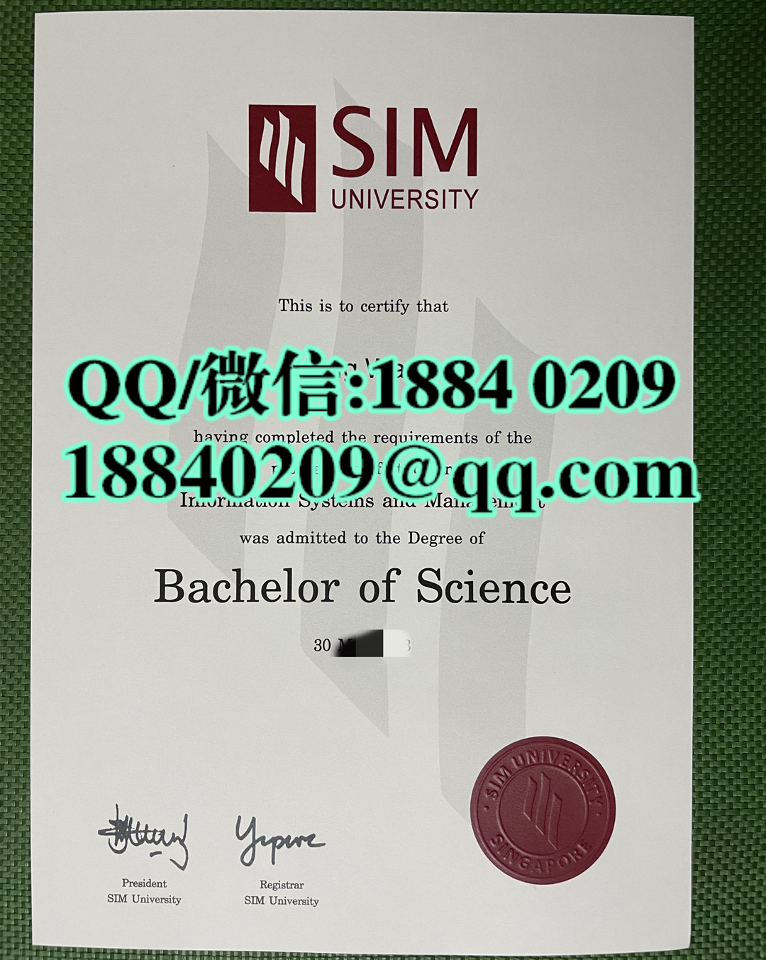 新加坡管理学院SIM毕业证学位证样本，Singapore Institute of Management diploma degree