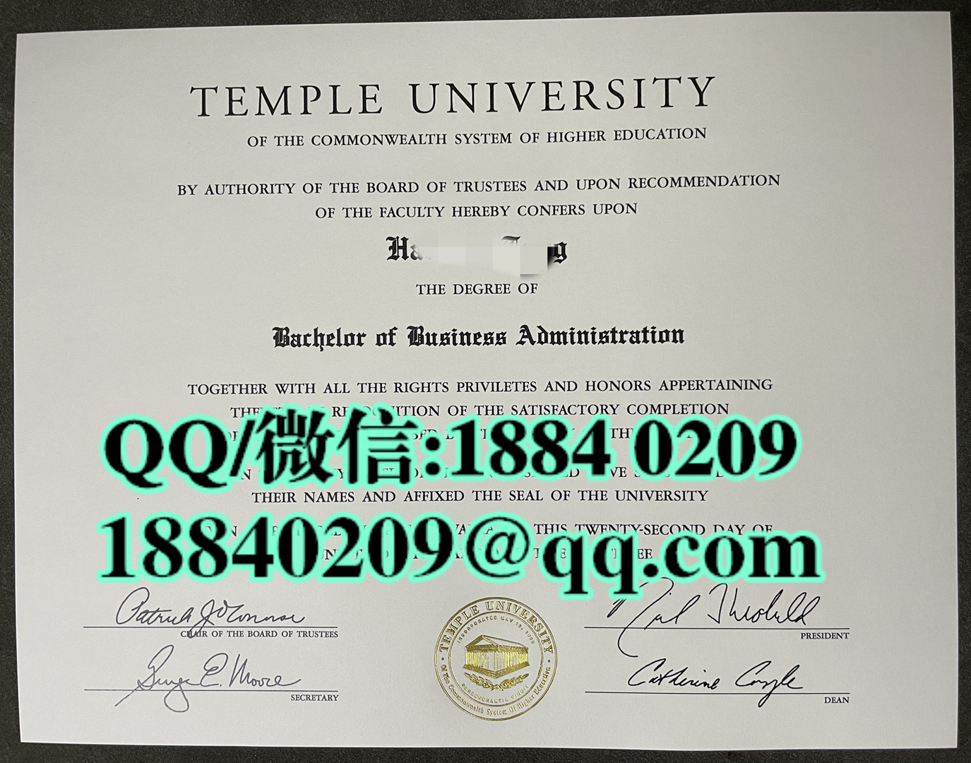 美国天普大学temple university毕业证，temple university diploma degree