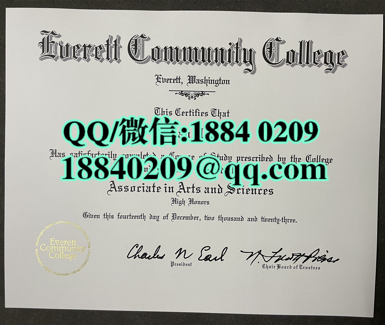 美国埃弗里特社区学院毕业证学位证，Everett Community College diploma degree