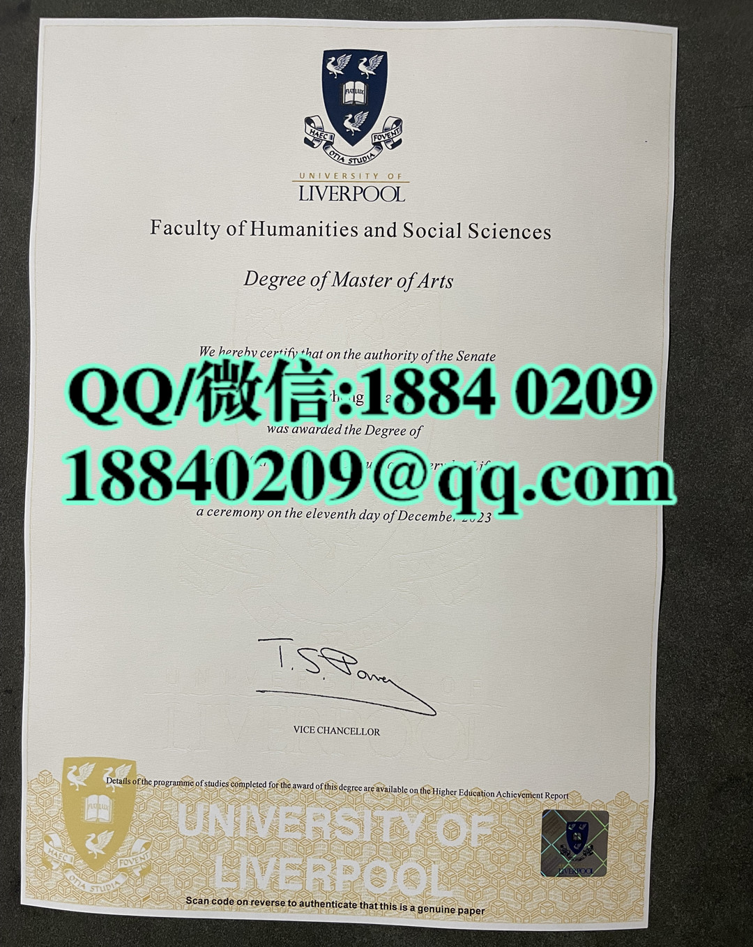 最新版本：英国利物浦大学毕业证学位证成绩单，University of Liverpool diploma degree