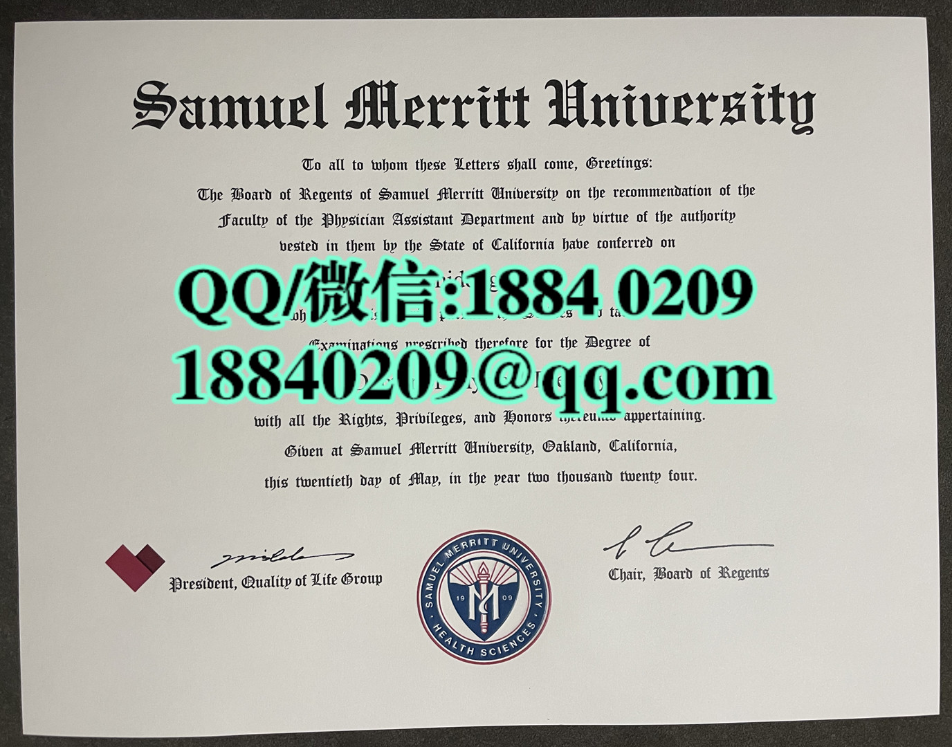 美国萨缪尔梅里特大学毕业证成绩单留才认证，samuel merritt uniuersity diploma degree